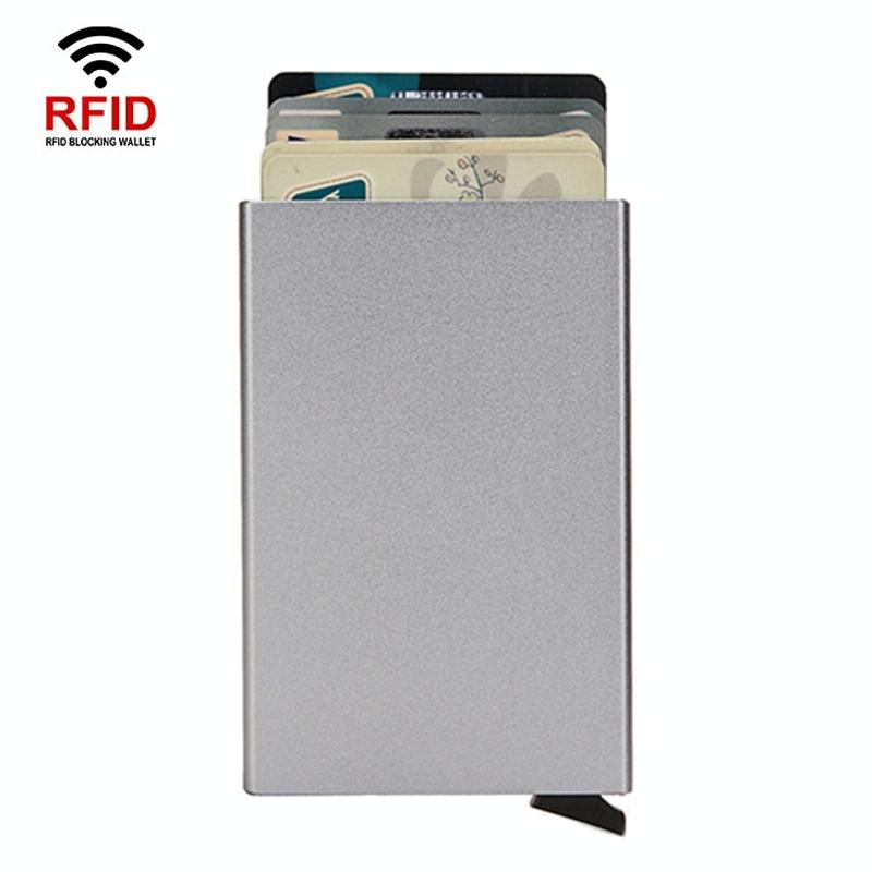 Metal Rfid Card Holder Wallet - Compact Design - Black 14