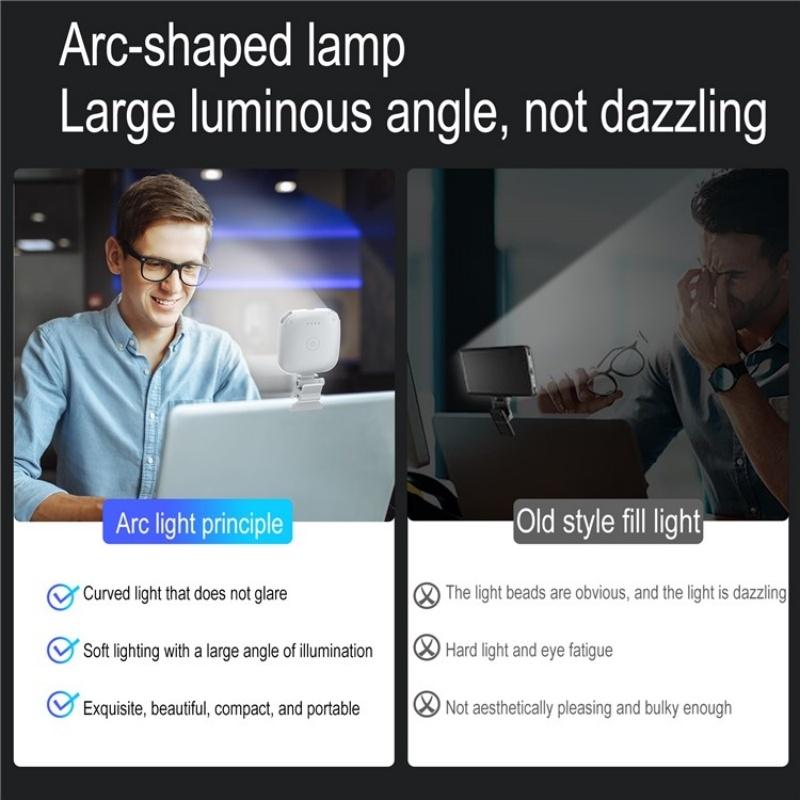 Portable Mini Clip-on Led Fill Light for Video Conferencing and Live Streaming - White 7