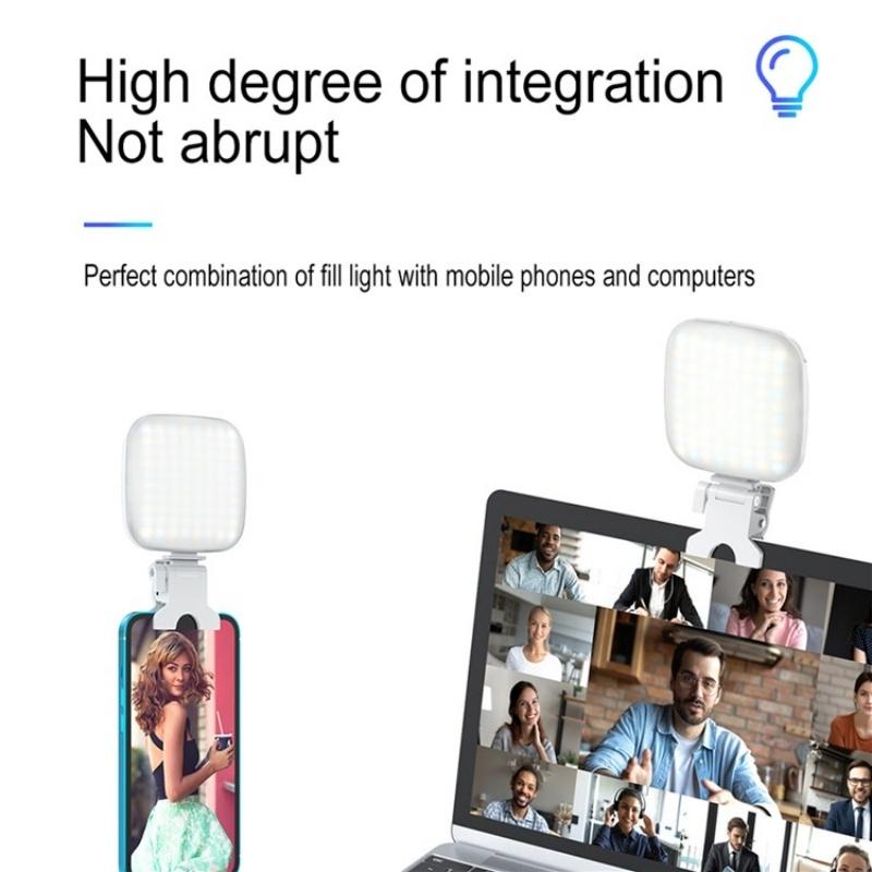 Portable Mini Clip-on Led Fill Light for Video Conferencing and Live Streaming - White 9