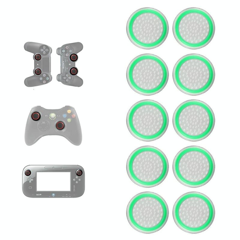 10-piece Luminous Gamepad Button Caps for Ps5 / Ps4 / Ps3 / Xbox one / 360 / Pro / Series x / s - Transparent Light Green 12