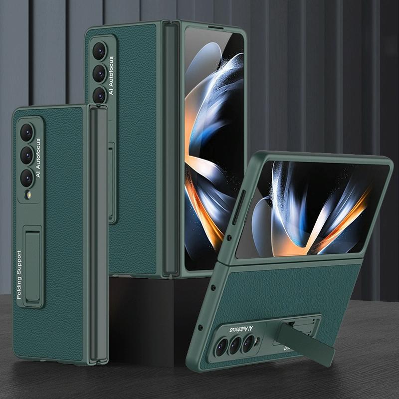 For Samsung Galaxy Z Fold4 5G Leather Case With Stand - Ultra Thin - Gold 8