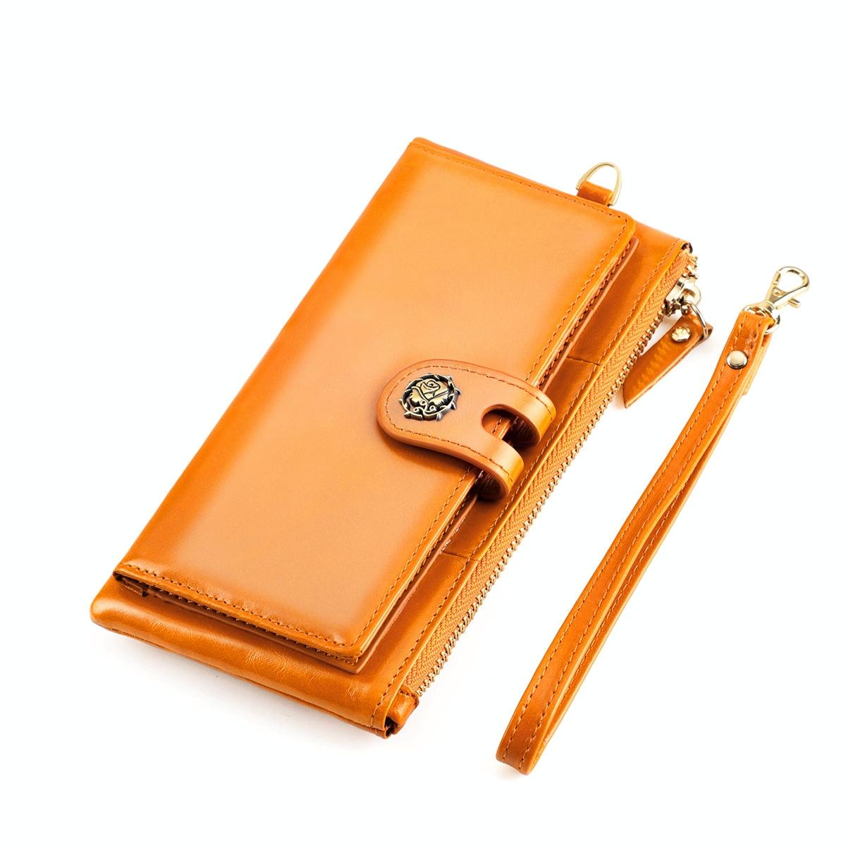 Women Vintage Leather Rfid Wallet - Yellow 10