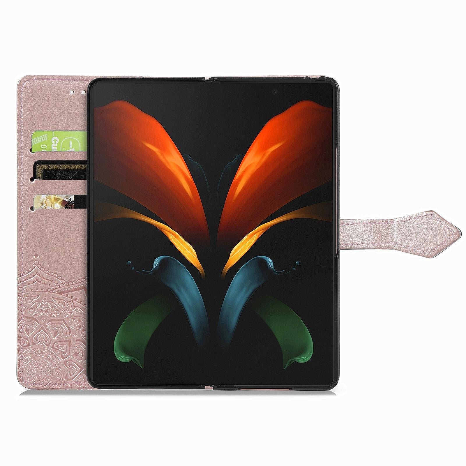 For Samsung Galaxy Z Fold4 5G Embossed Mandala Leather Phone Case - Green 15