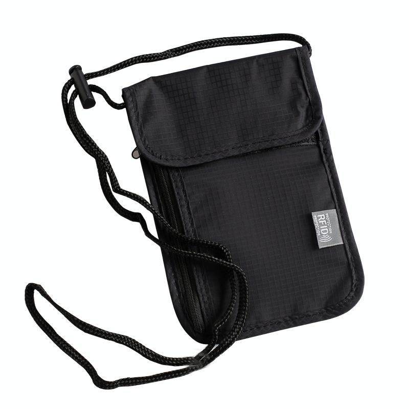 Secure Hanging Neck Bag for Travel Documents - Rfid Blocking - Upgrade Gray