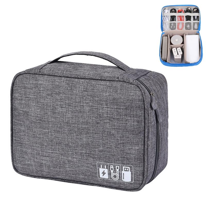Versatile Cationic Digital Storage Bag for Data Cables - Grey 10