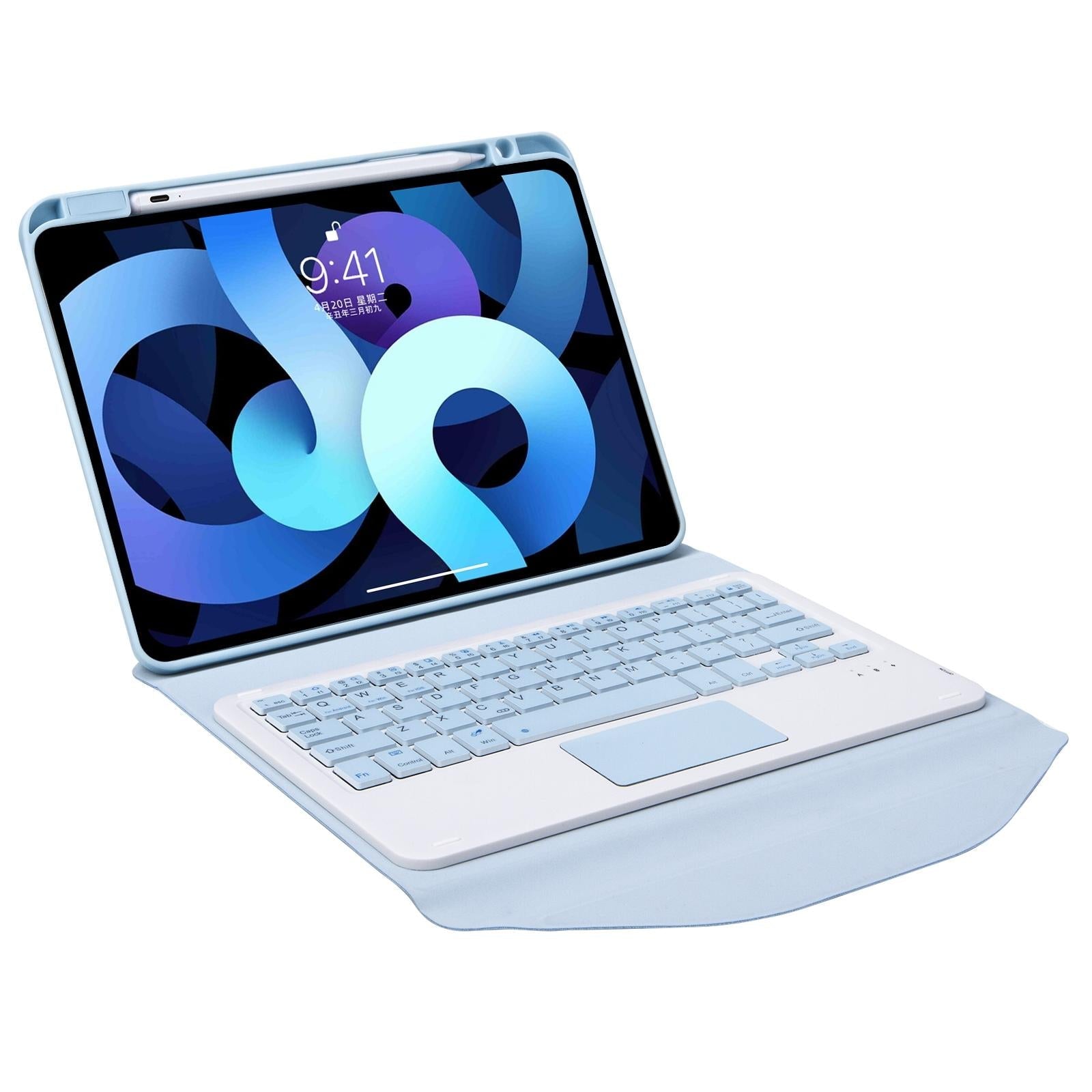 Bluetooth Keyboard Leather Case For Ipad Pro 11 With Pen Slot And Touchpad - Sky Blue 4