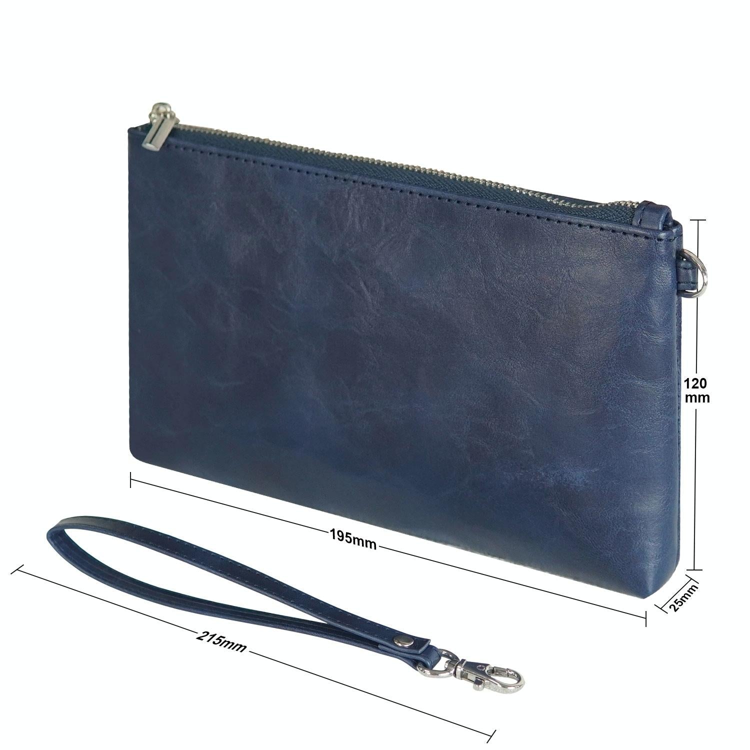 Retro Leather Clutch Bag with Zipper - 6 Inch - Red 9