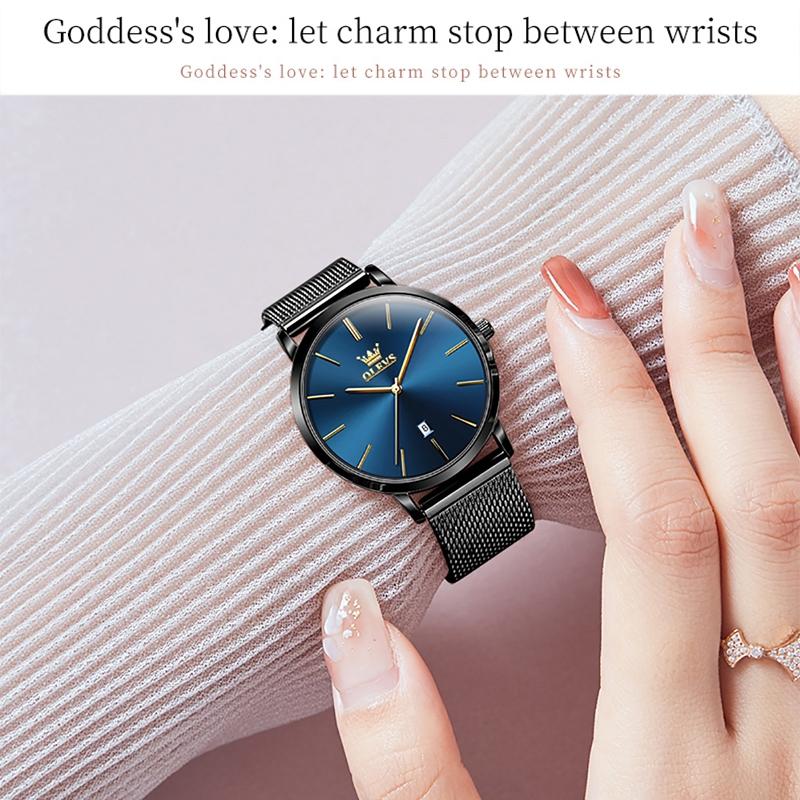 Waterproof Women Quartz Watch with Steel Strap - White + Rose Gold 7