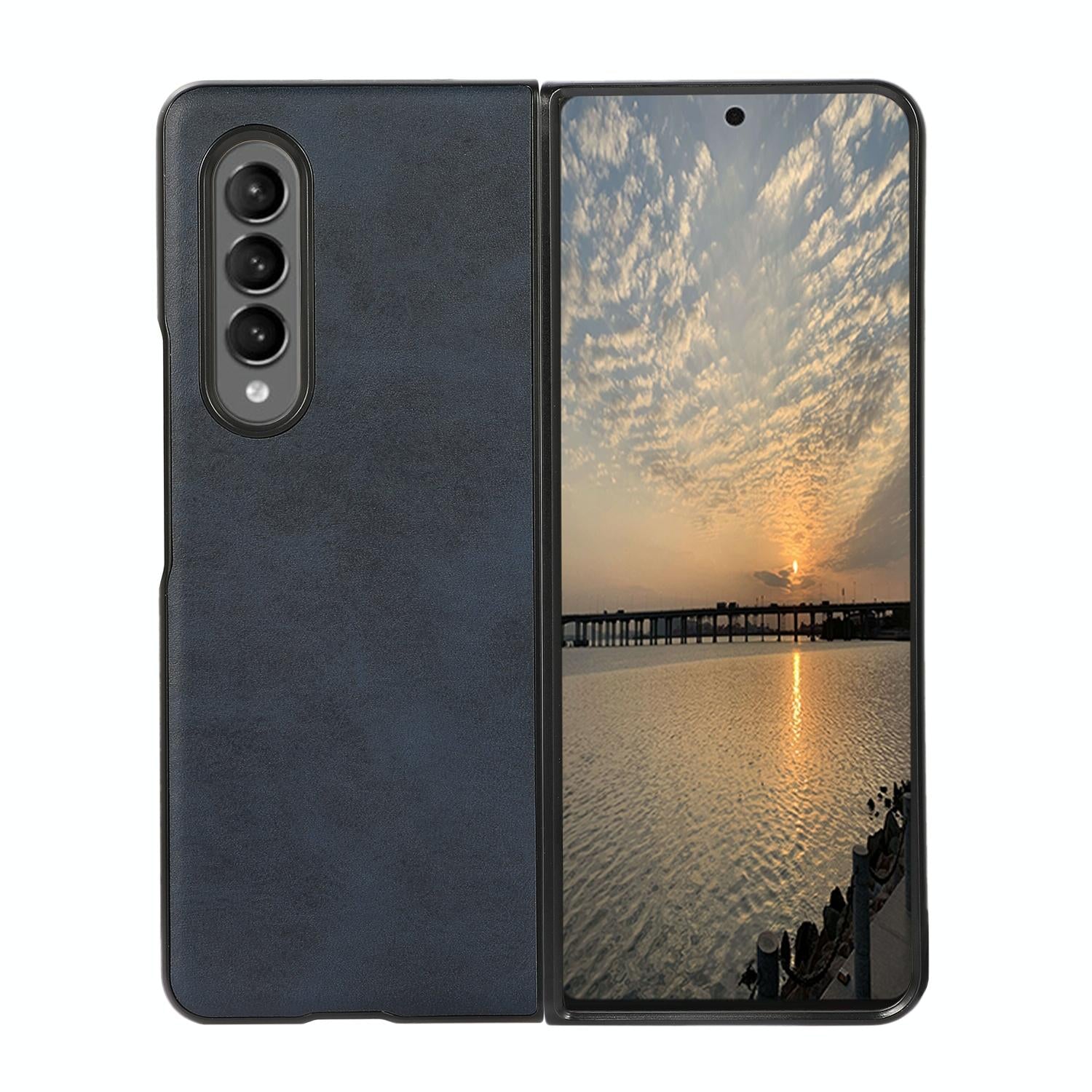 For Samsung Galaxy Z Fold4 5G Dual Tone Calf Texture Shockproof Case - Green