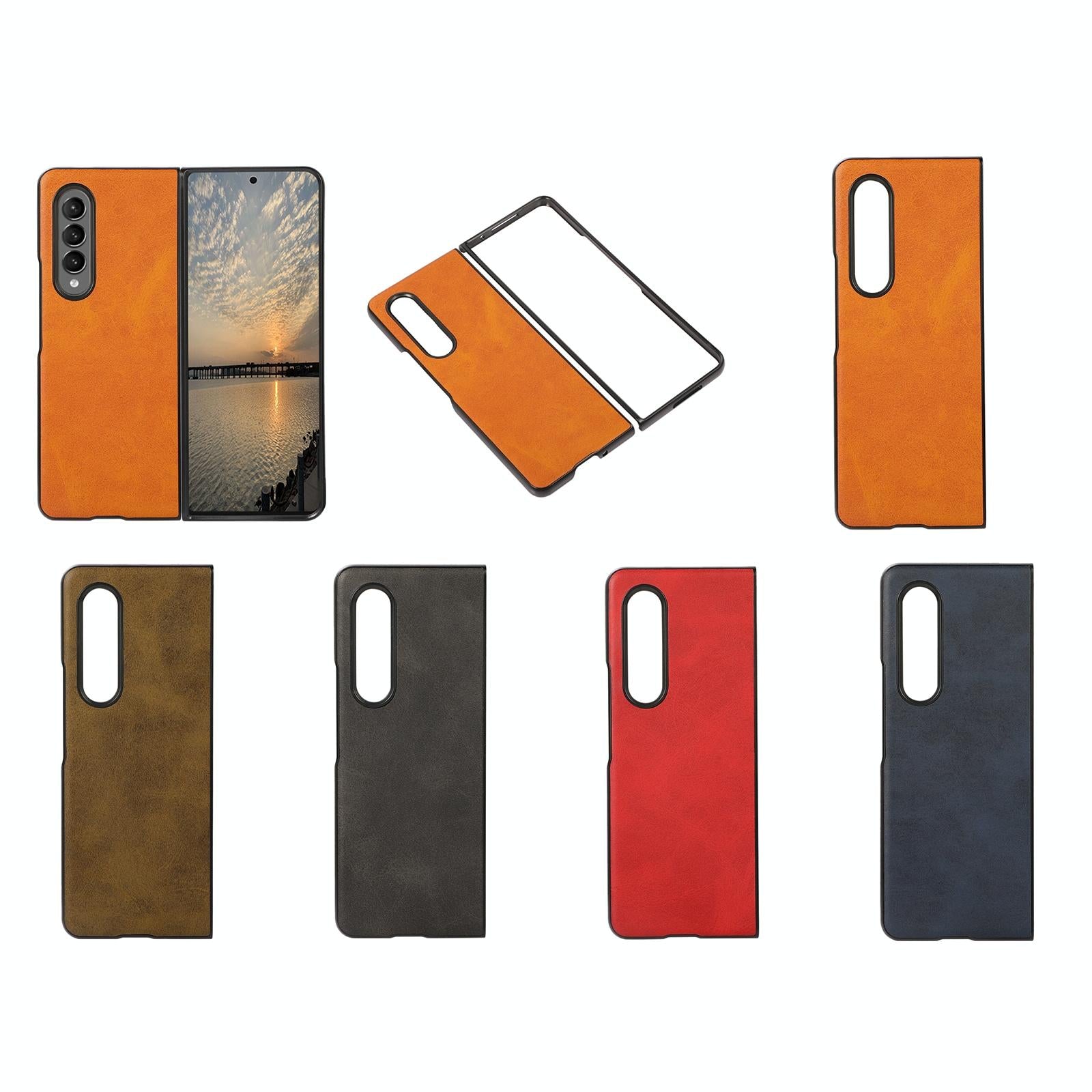For Samsung Galaxy Z Fold4 5G Dual Tone Calf Texture Shockproof Case - Green 4