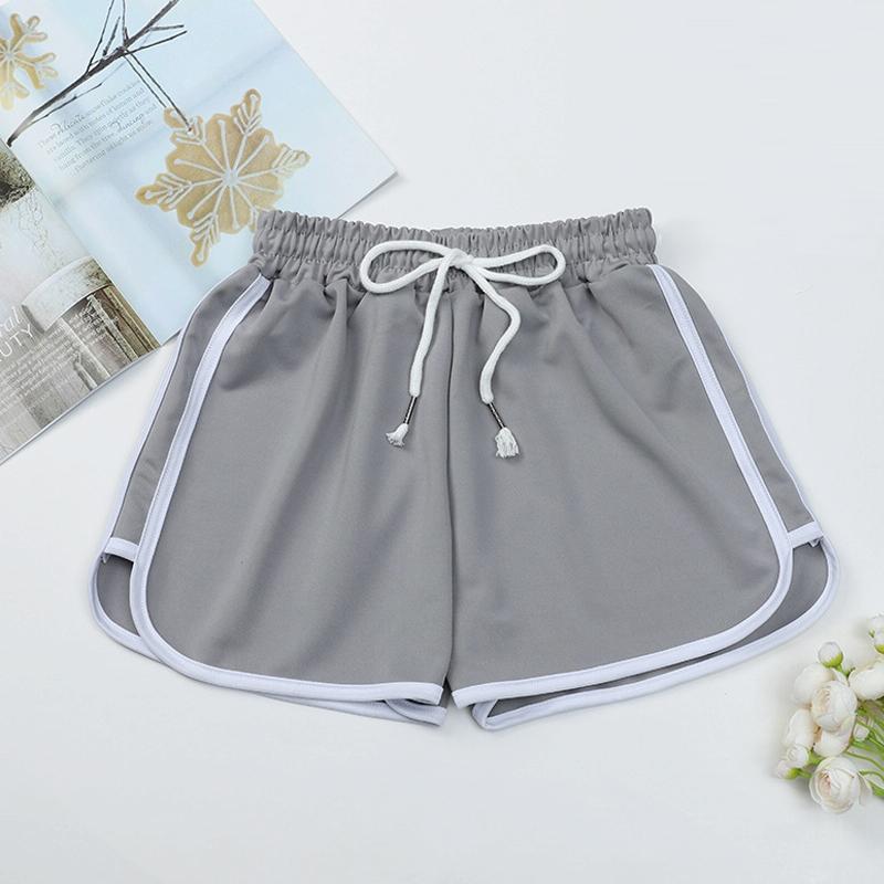 High Waist Straight Yoga Shorts Women Casual Loose Outerwear - Light Grey - S