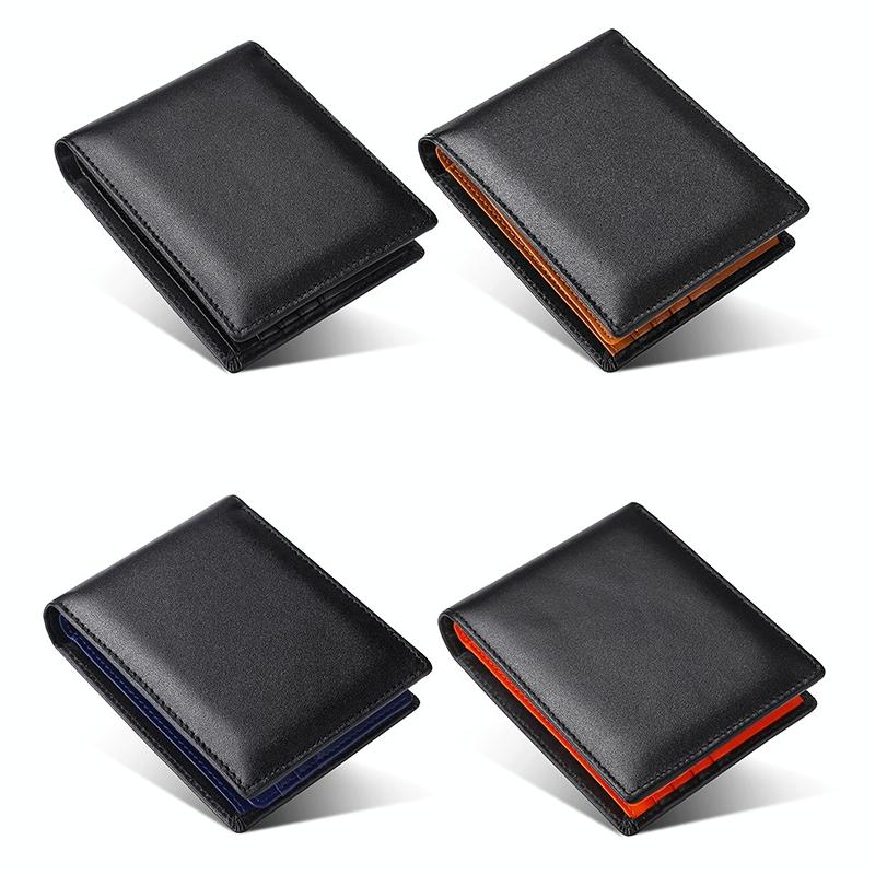 Leather Rfid Blocking Tri-fold Wallet - Black