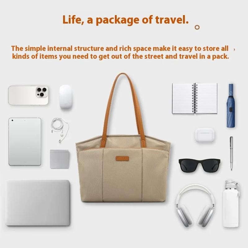 Large Capacity Laptop Tote For Women - Khaki 8