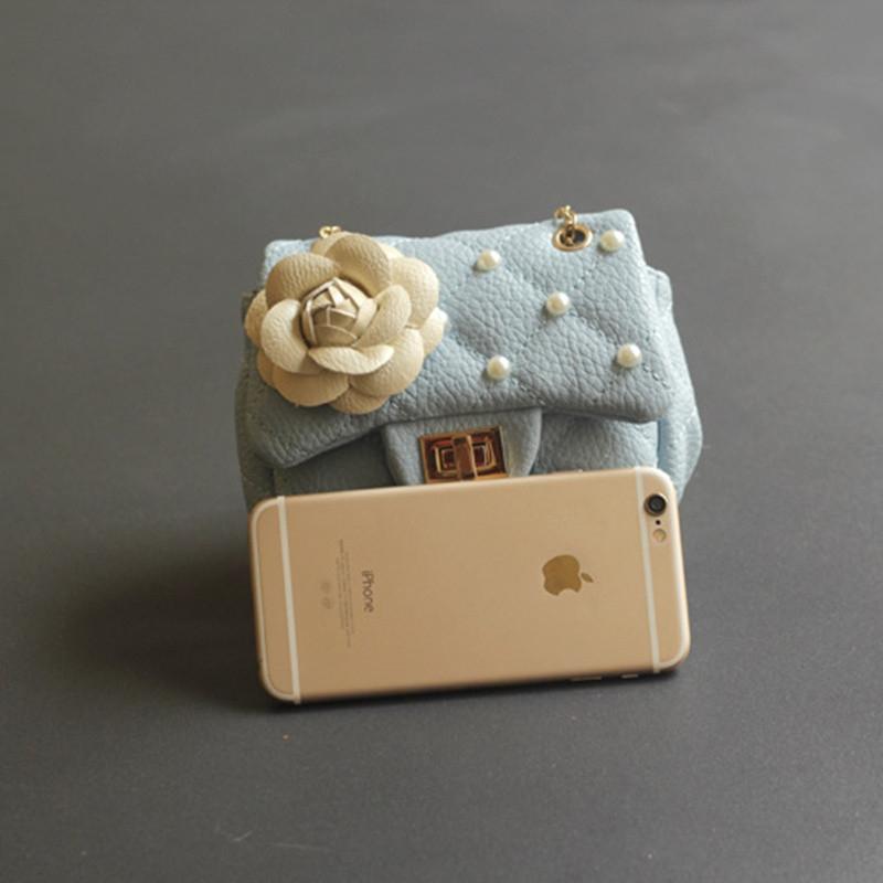 Glitter Flower Chain Kid Shoulder Bag - Blue 7