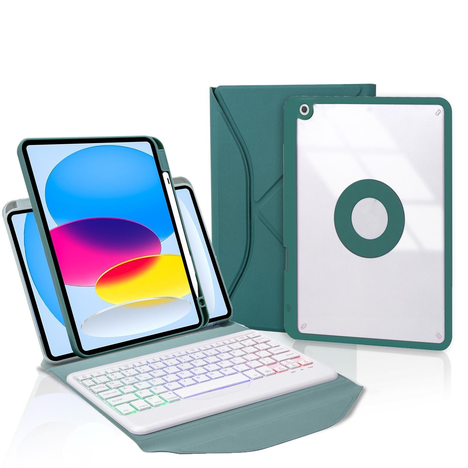 Bluetooth Keyboard Leather Tablet Case With Pen Slot And Backlight - Sky Blue 8