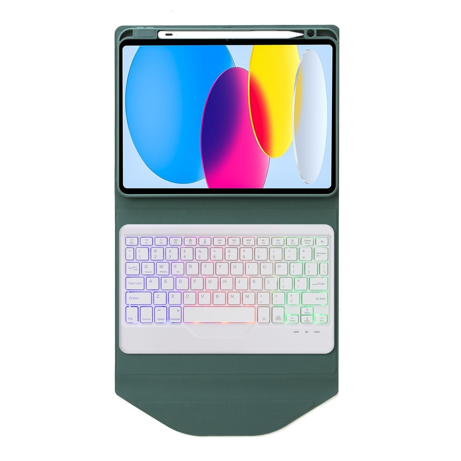 Bluetooth Keyboard Leather Tablet Case With Pen Slot And Backlight - Sky Blue 13