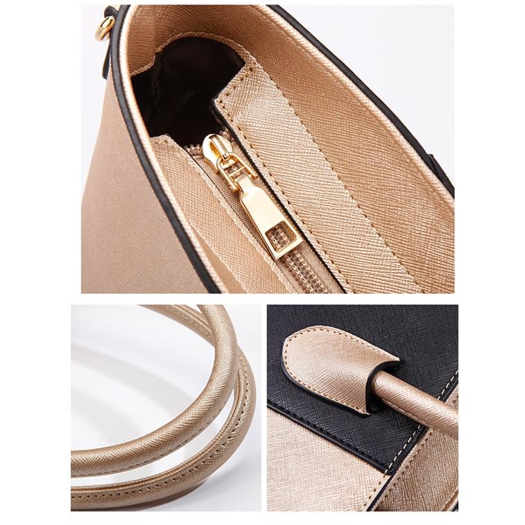 Stylish 4-in-1 Diagonal Handbag with Large Capacity - Black White 7