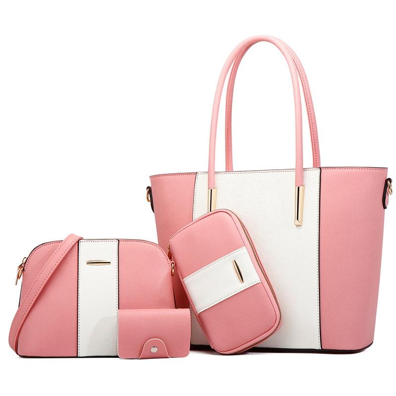 Stylish 4-in-1 Diagonal Handbag with Large Capacity - Black White 12