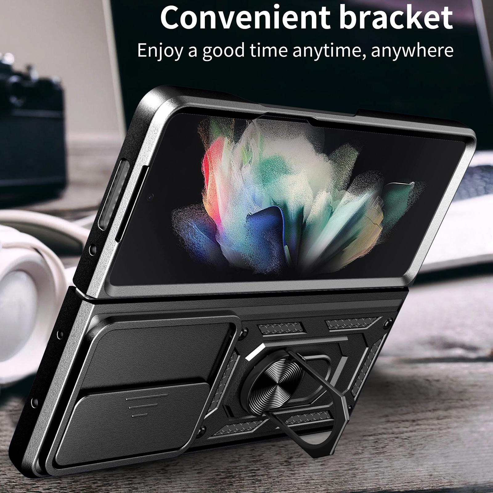 For Samsung Galaxy Z Fold4 5G Tpu Pc Case With Sliding Camera Cover - Blue 8
