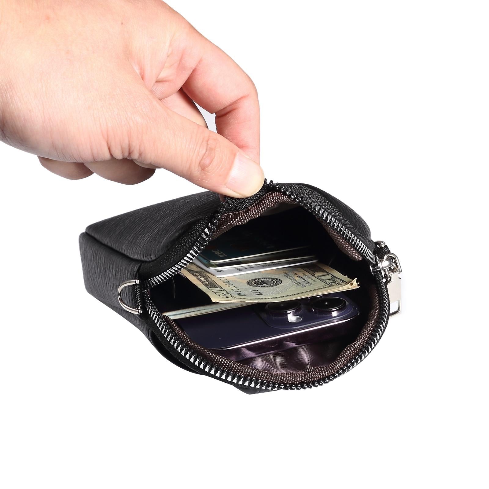 Litchi Texture Phone Crossbody Bag Leather Case For 5.5 Inch - 7.2 Inch Phones - Grey 7