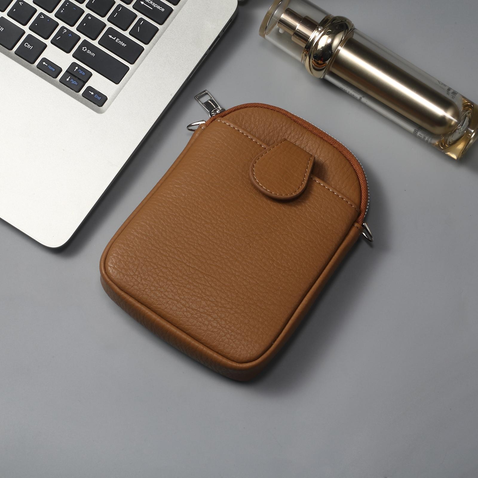 Litchi Texture Phone Crossbody Bag Leather Case For 5.5 Inch - 7.2 Inch Phones - Grey 10