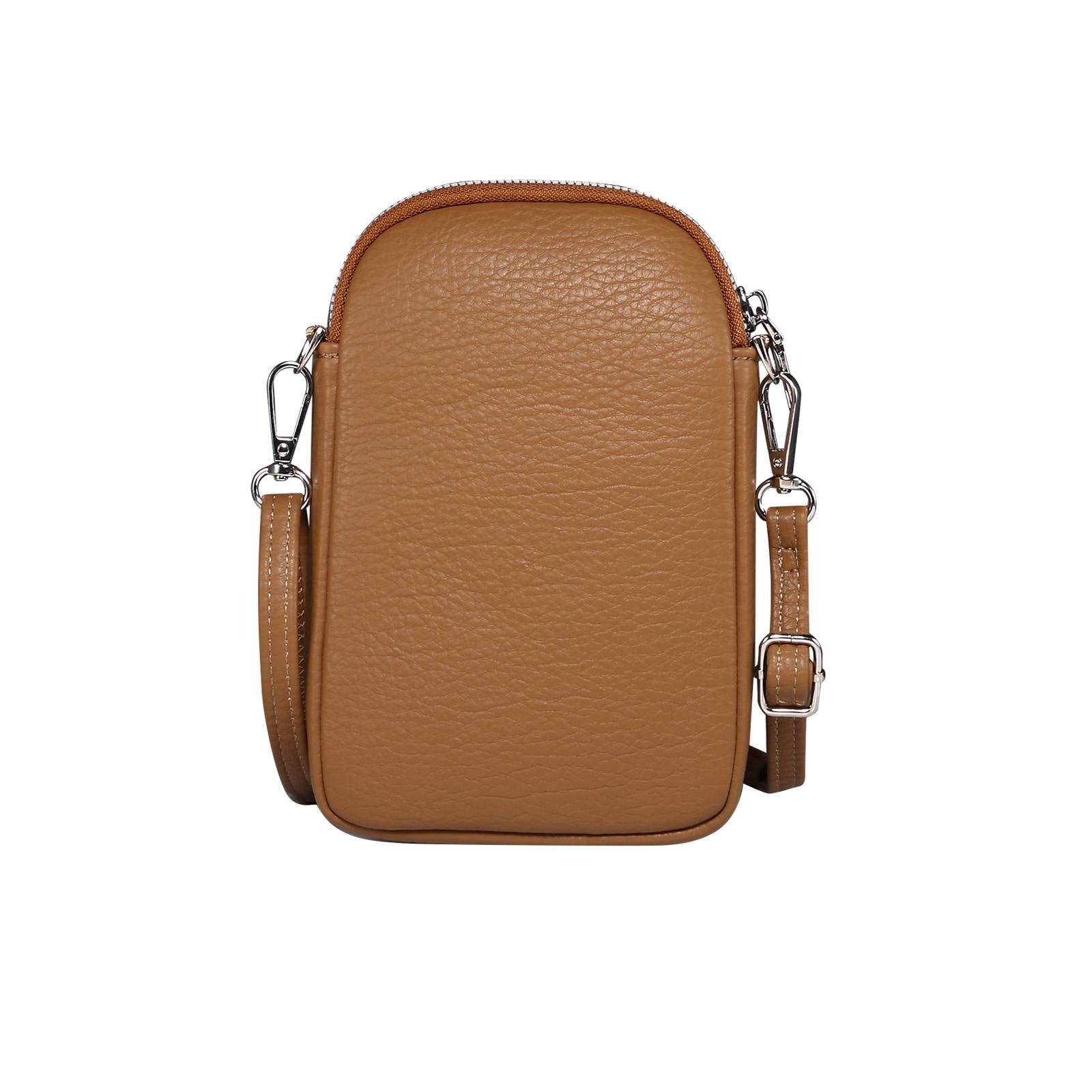 Litchi Texture Phone Crossbody Bag Leather Case For 5.5 Inch - 7.2 Inch Phones - Grey 12