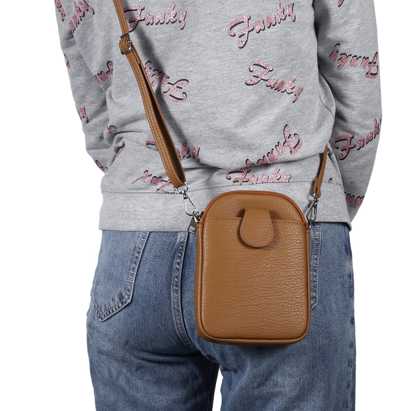 Litchi Texture Phone Crossbody Bag Leather Case For 5.5 Inch - 7.2 Inch Phones - Grey 15