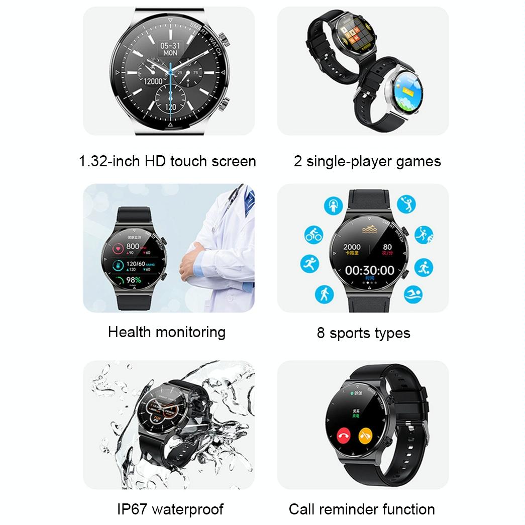 1.32 Inch Heart Rate Sleep Monitoring Smart Watch - Silver Leather 5