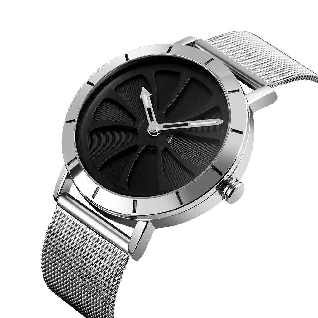 Stylish Skeleton Dial Waterproof Men Watch with Mesh Strap - White 3