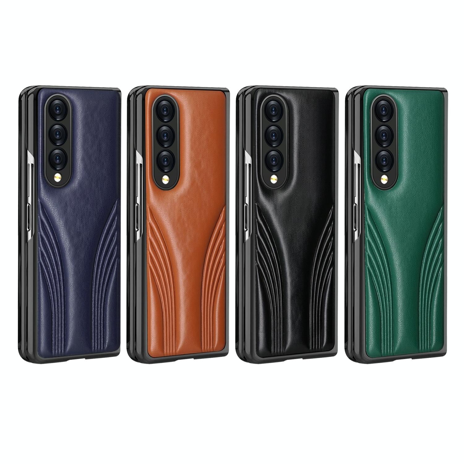 For Samsung Galaxy Z Fold4 5G Embossed Folding Case - Blue 3
