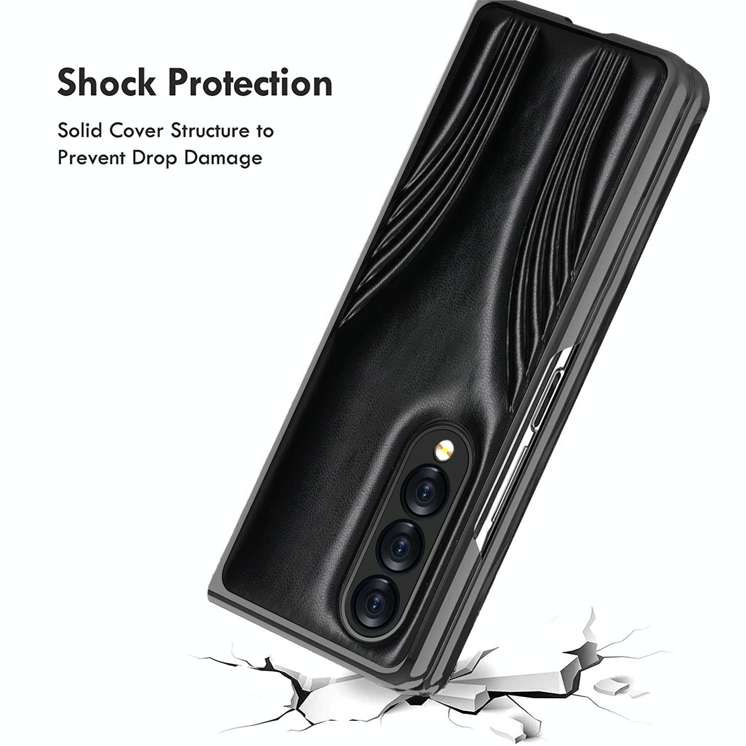 For Samsung Galaxy Z Fold4 5G Embossed Folding Case - Blue 5