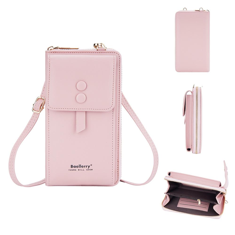 Adjustable Crossbody Phone Bag With Multi Card Slots - Pink 13