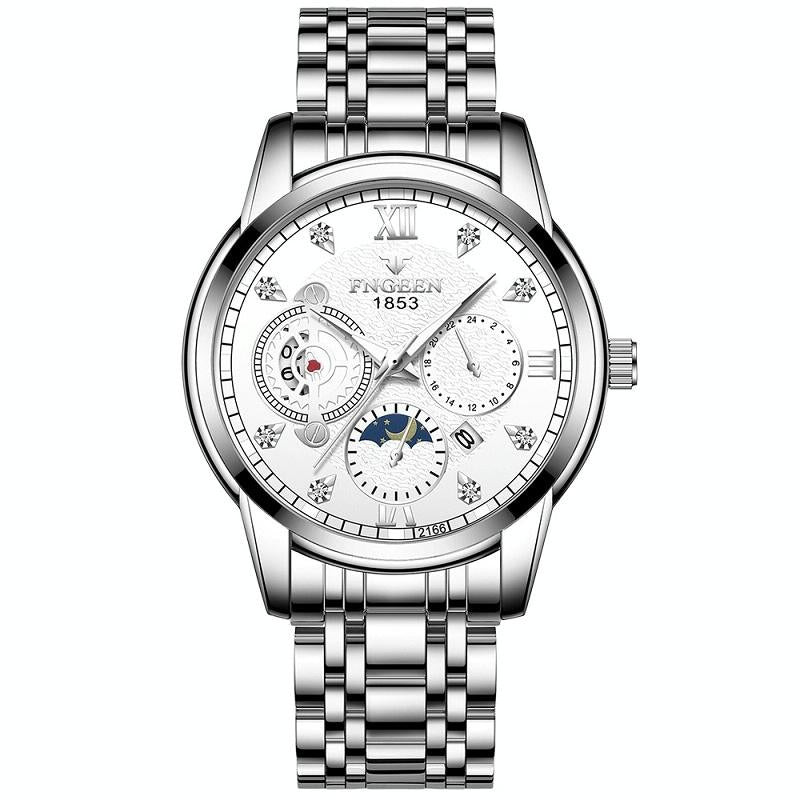 Men Three-eye Hollow Quartz Sports Watch - Between Gold White Surface 9