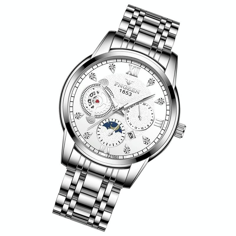 Men Three-eye Hollow Quartz Sports Watch - Between Gold White Surface 10