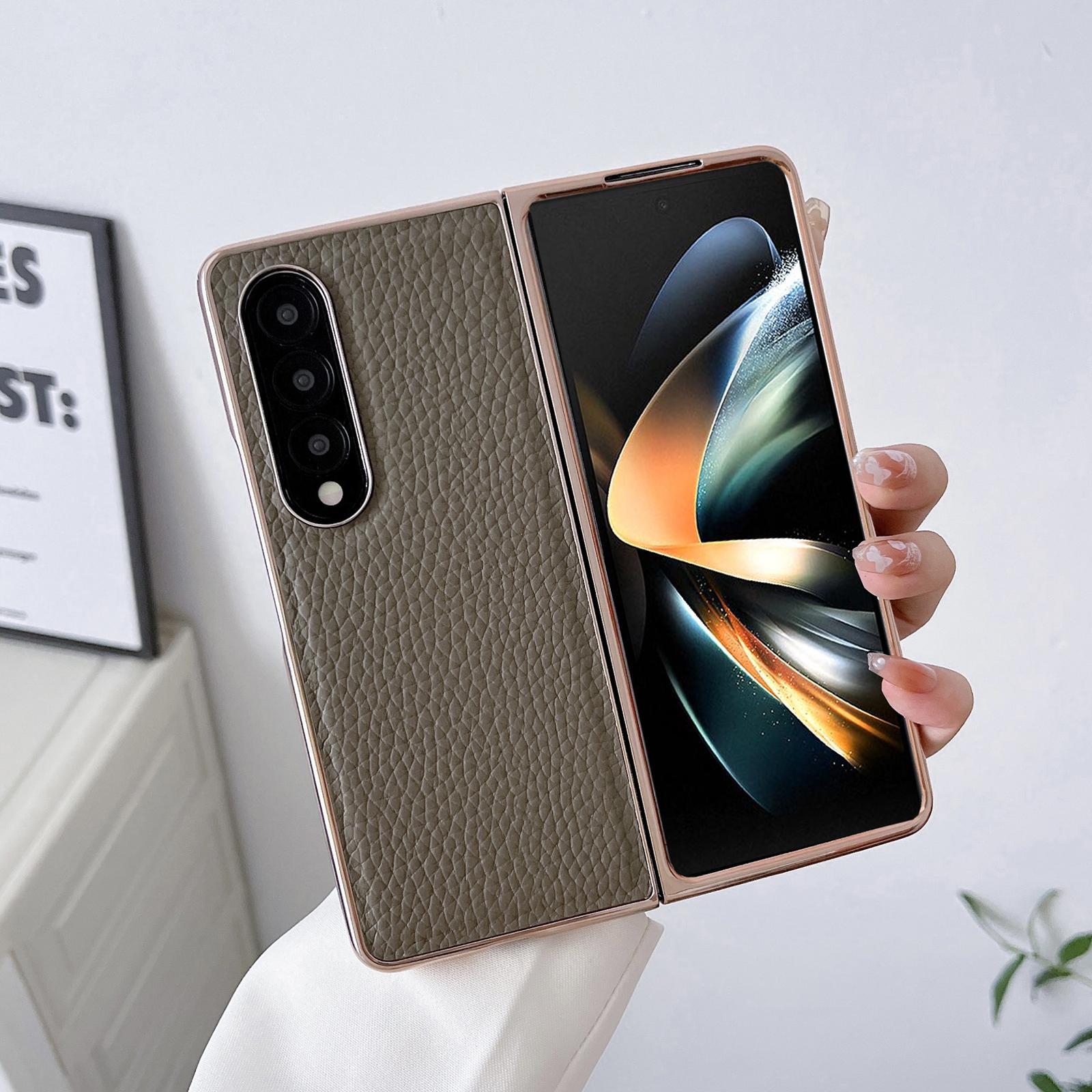 For Samsung Galaxy Z Fold4 5G Star Series Nano Electroplating Pu Case - Black 3