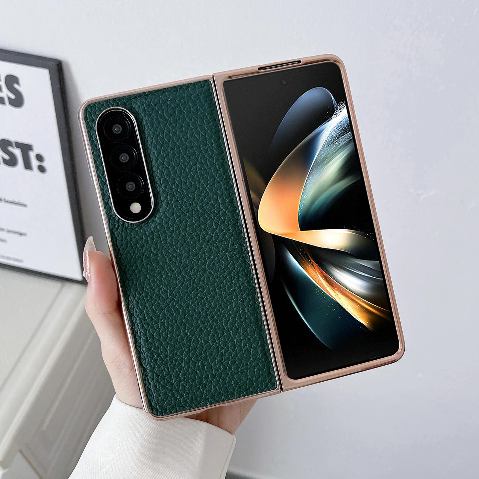 For Samsung Galaxy Z Fold4 5G Star Series Nano Electroplating Pu Case - Black 12