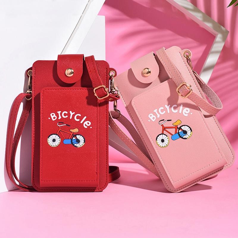 Printed Mini Shoulder Bag With Card Holder - Pink 8