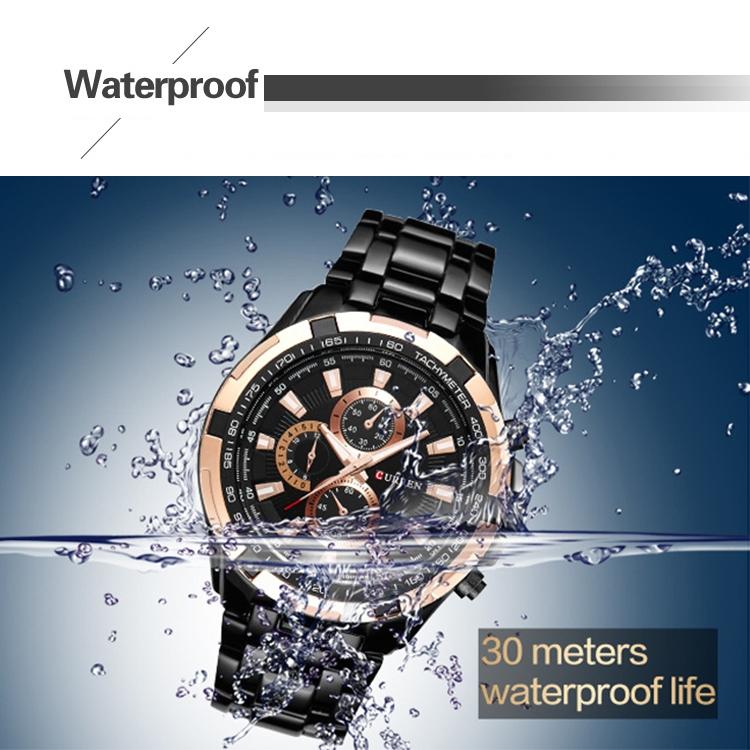 Stainless Steel Men Analog Sport Watch - 8023 - Black Case White Face 5