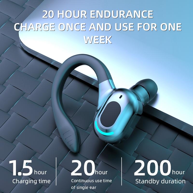 Wireless Sports Earphones - F8 Bluetooth 5.1 Ear-mounted Stereo - Black + Blue 7