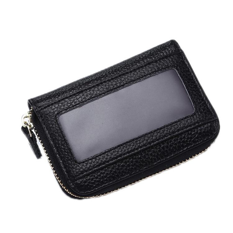 Multi Position Zipper Organ Card Holder Versatile Business Accessory - Black