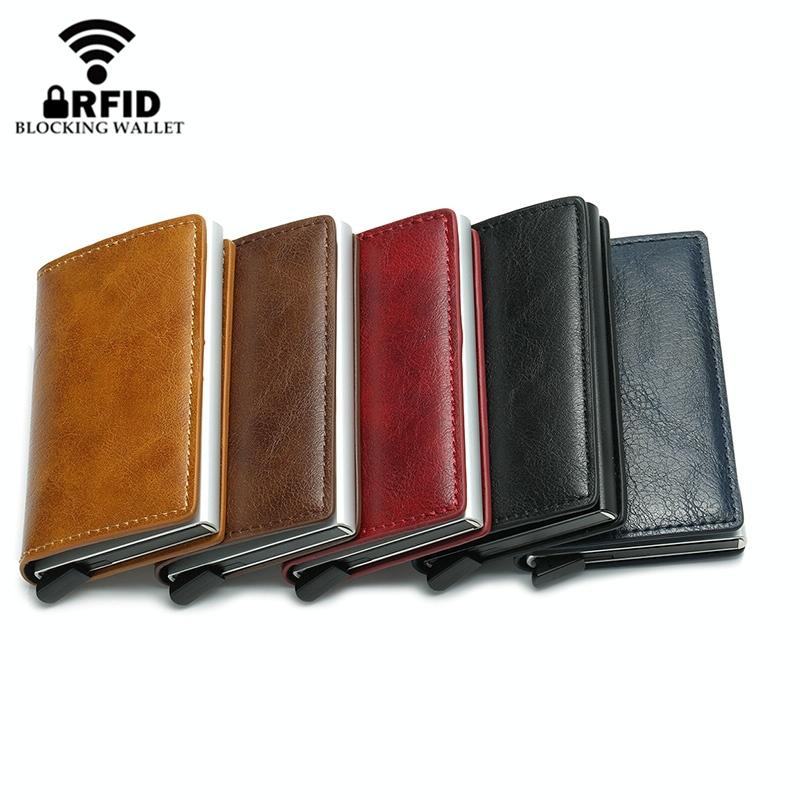 Anti Magnetic Rfid Leather Metal Wallet Universal Fit Black - Brown 15