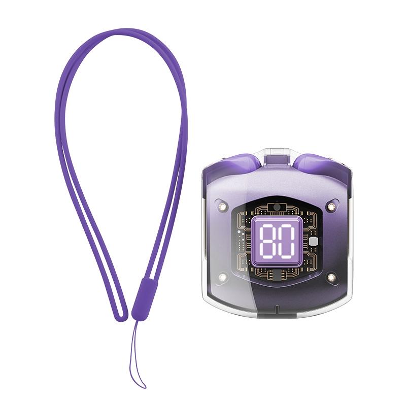 Transparent Bubble Tws Wireless Earphones with Lanyard - Purple 9