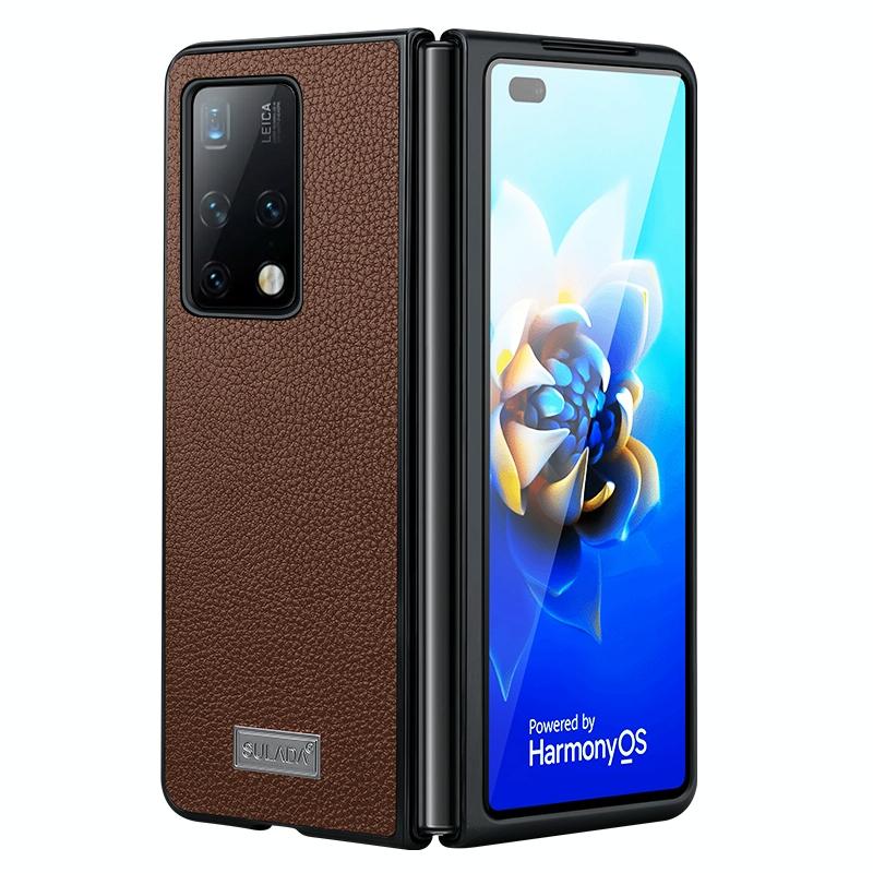 For Samsung Galaxy Z Fold4 5G Handmade Leather Shockproof Tpu Case - Black 12