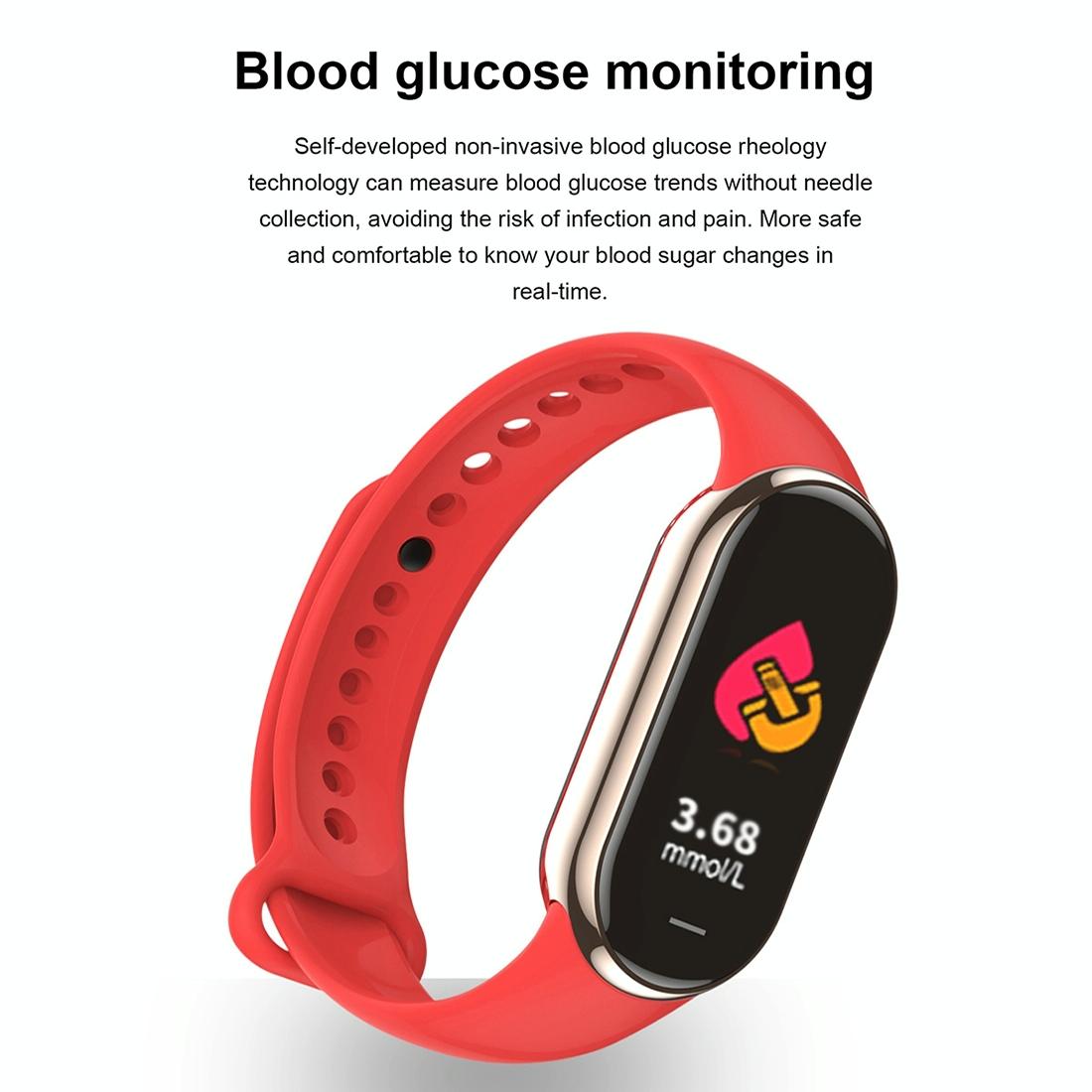 Waterproof Smart Watch With Heart Bp Oxygen And Sugar Monitoring - Ip68 - Red 8