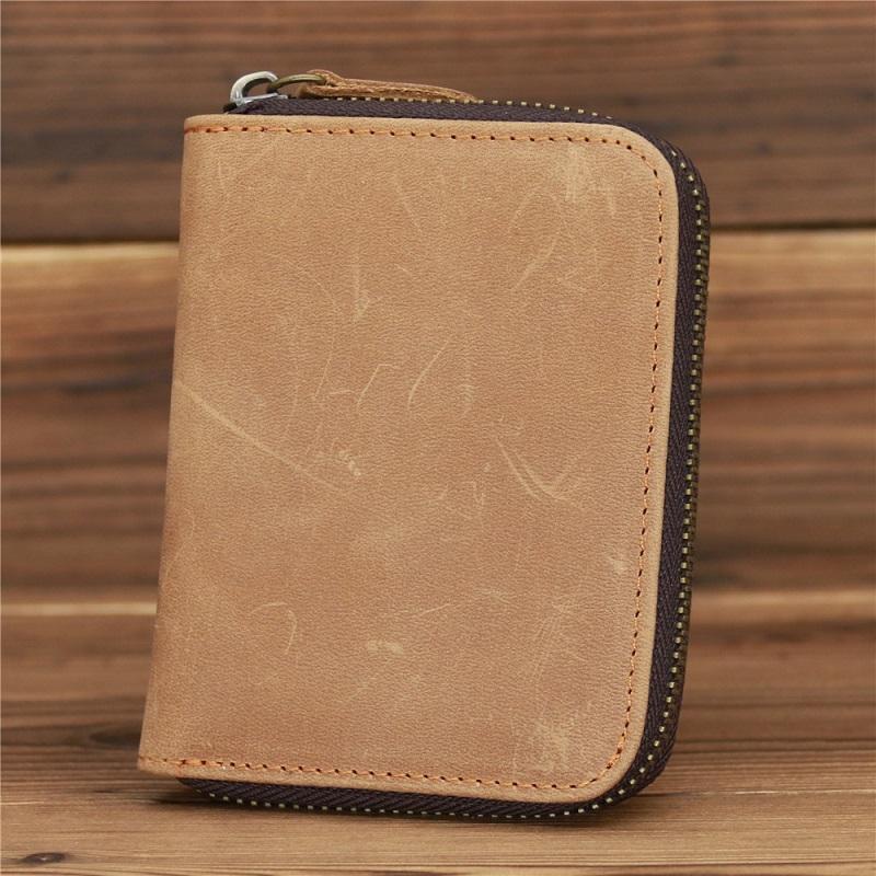 Leather Rfid Zip Wallet - Blocking Compact - Horizontal 4 3