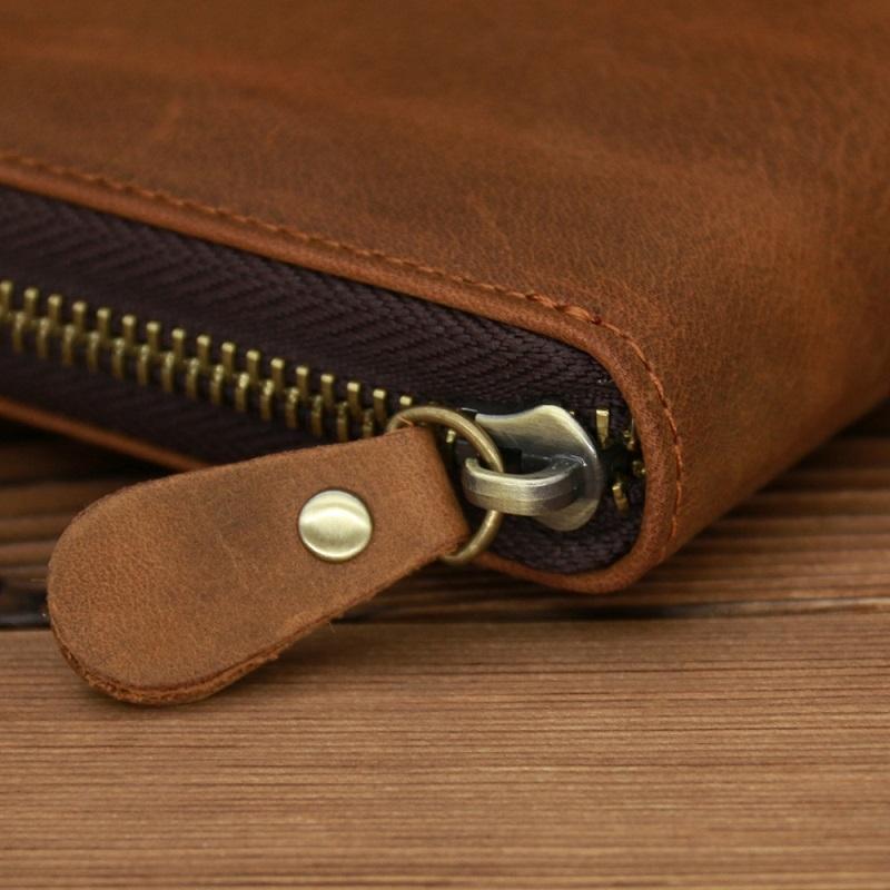 Leather Rfid Zip Wallet - Blocking Compact - Horizontal 4 4