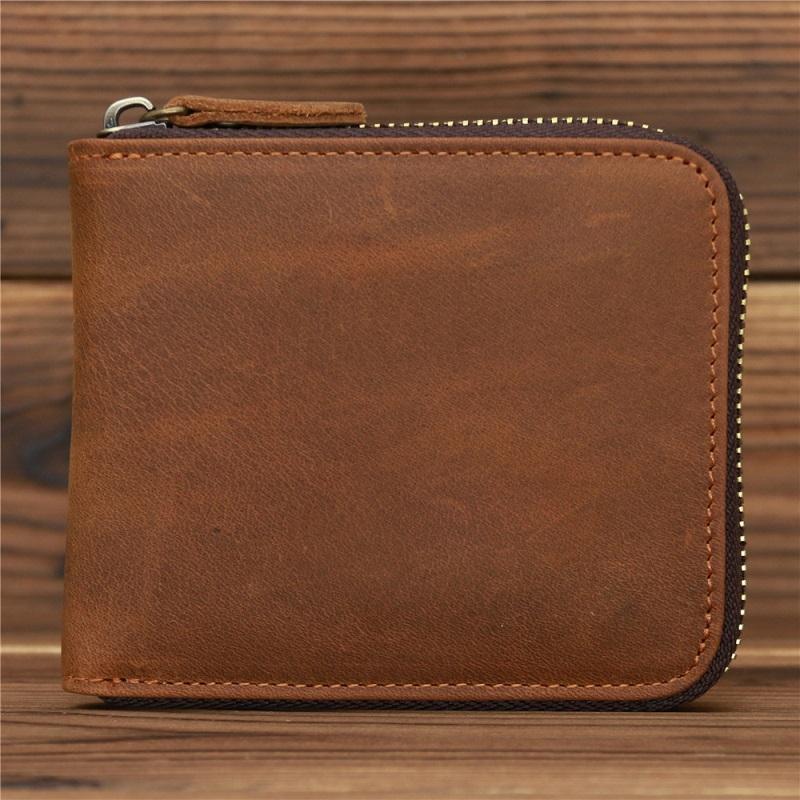 Leather Rfid Zip Wallet - Blocking Compact - Horizontal 4 8