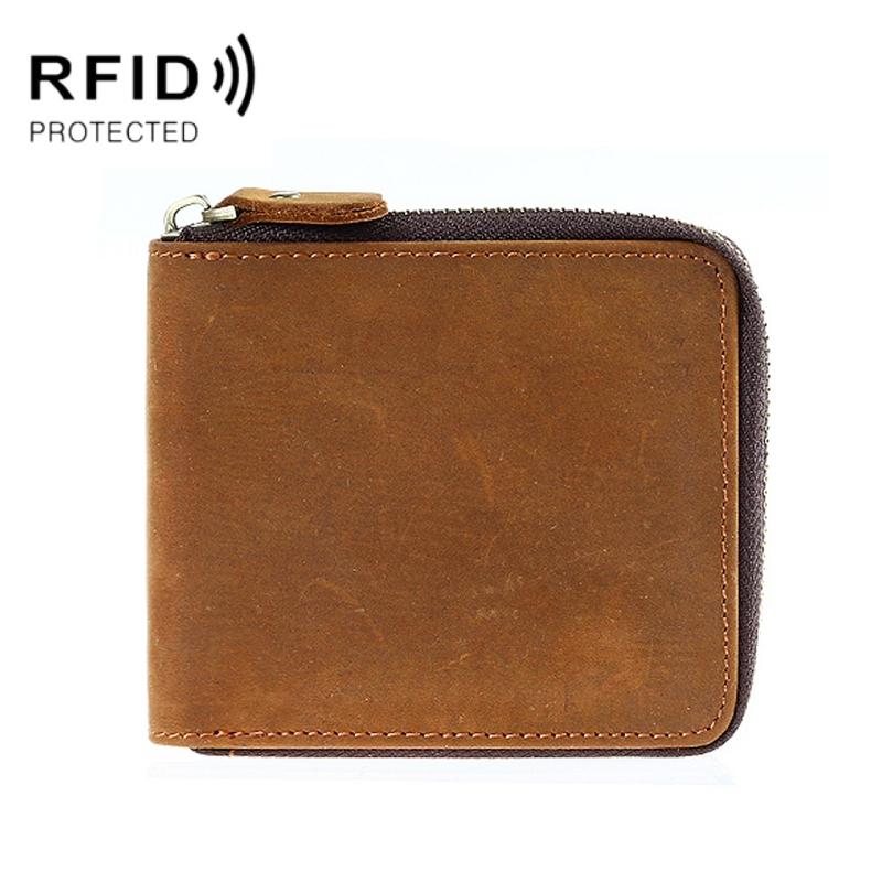 Leather Rfid Zip Wallet - Blocking Compact - Horizontal 4 9