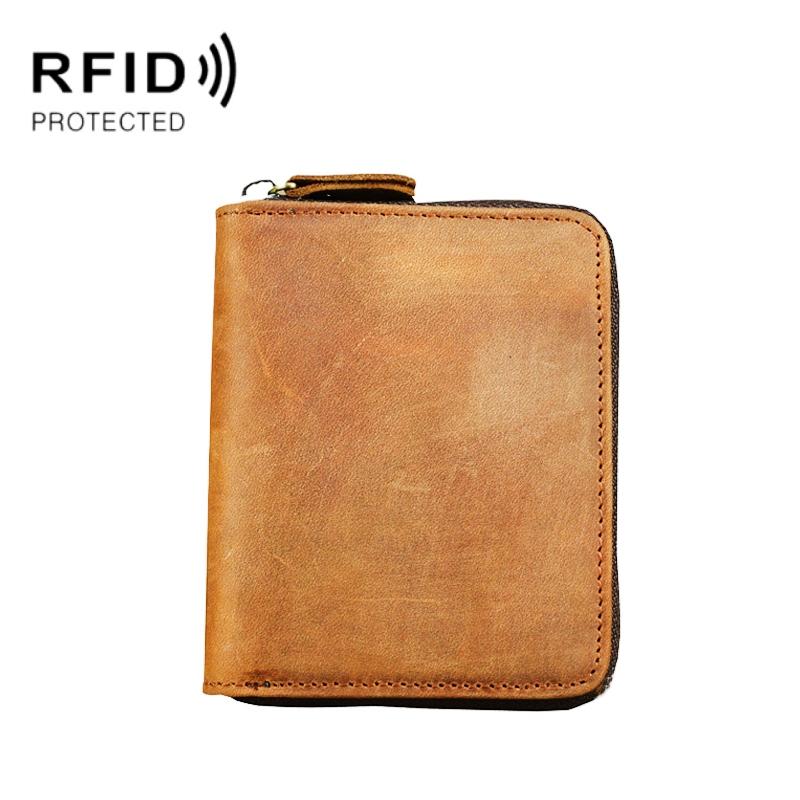 Leather Rfid Zip Wallet - Blocking Compact - Horizontal 4 11