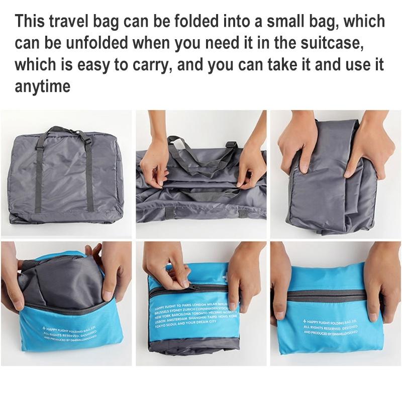 Foldable Nylon Travel Bag for Women and Men - Large Capacity - Rose Red 5